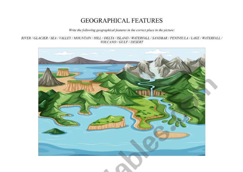Geographical features worksheet