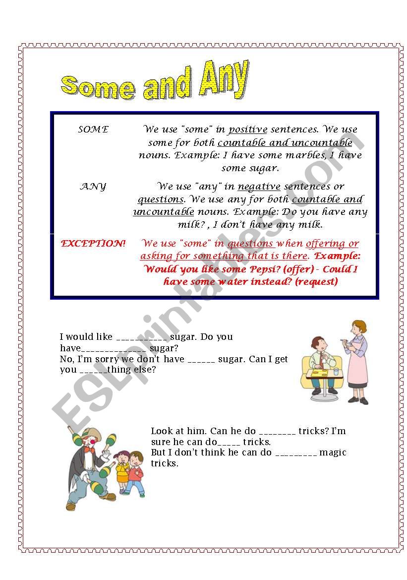 some and any worksheet
