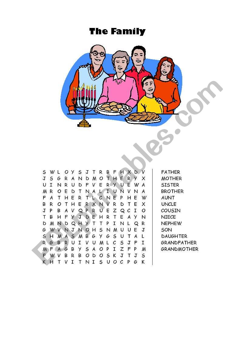 The Family Wordsearch worksheet