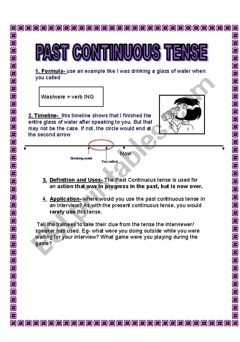 PAST CONTINUOUS TENSE worksheet