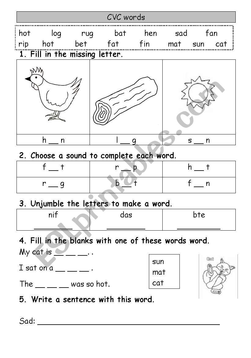 CVC words worksheet