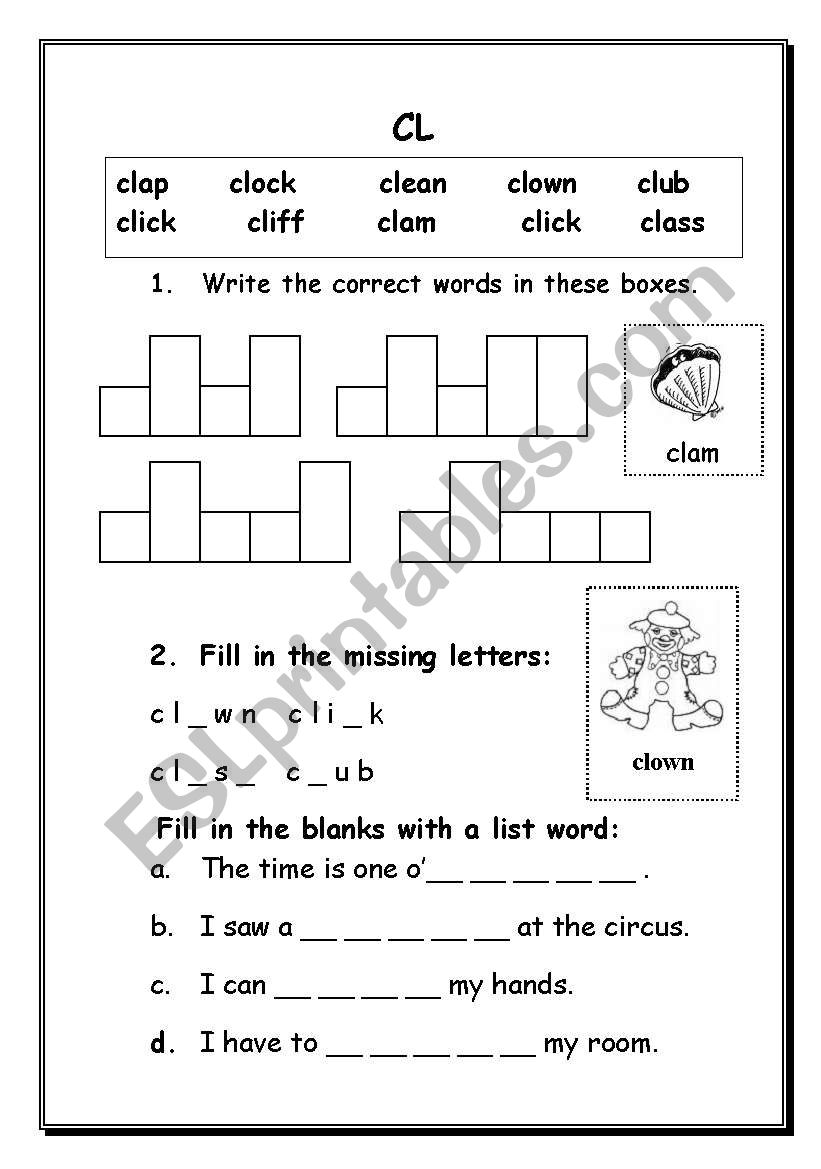 cl blends worksheet