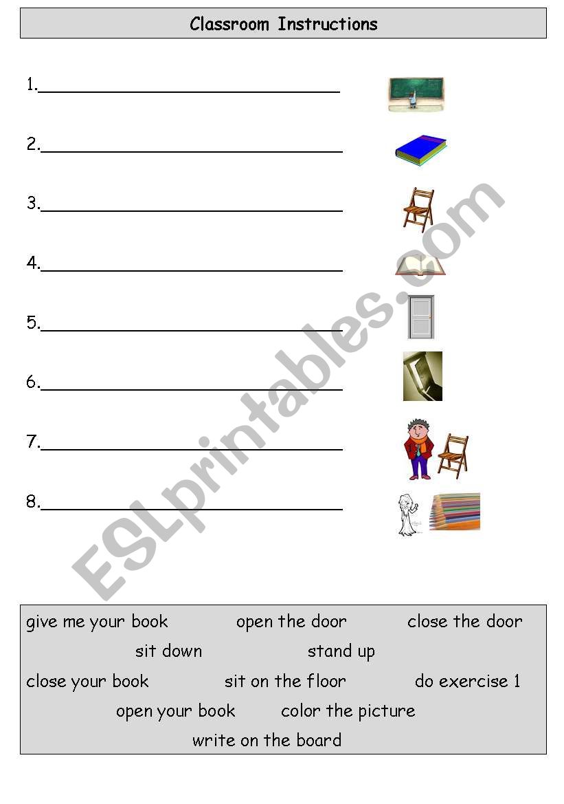 Classroom Instructions worksheet