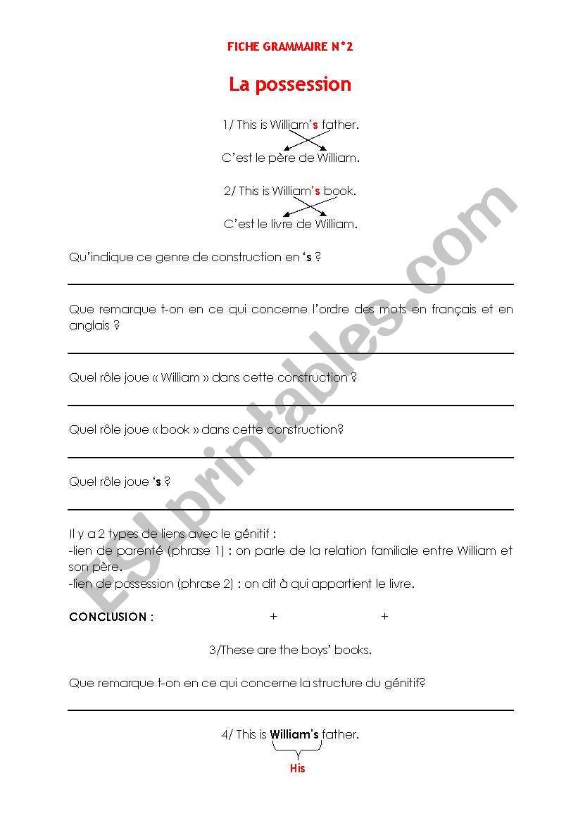the genitive worksheet