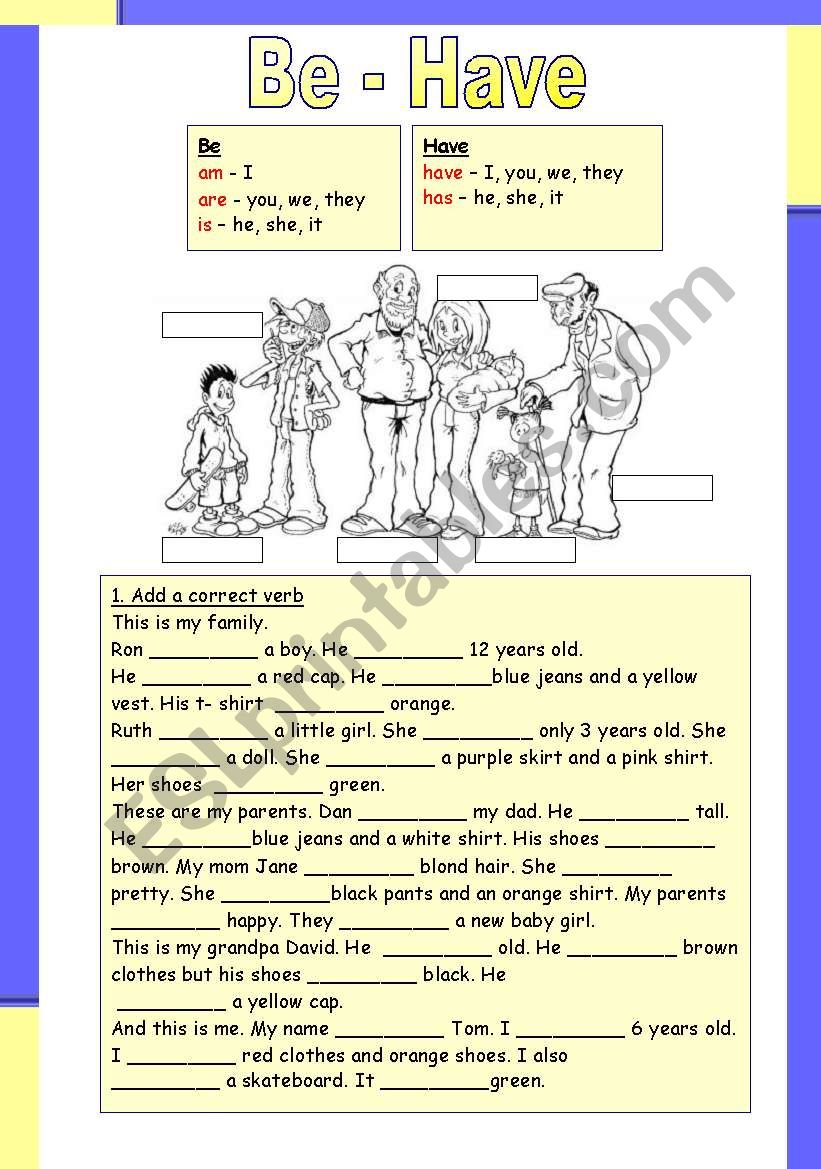 Be - Have worksheet