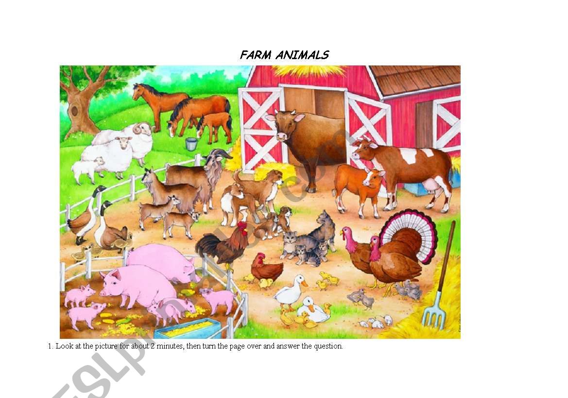 FARM ANIMALS - MEMORY  worksheet
