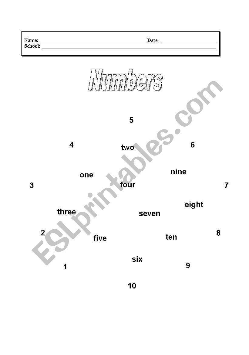 Numbers worksheet