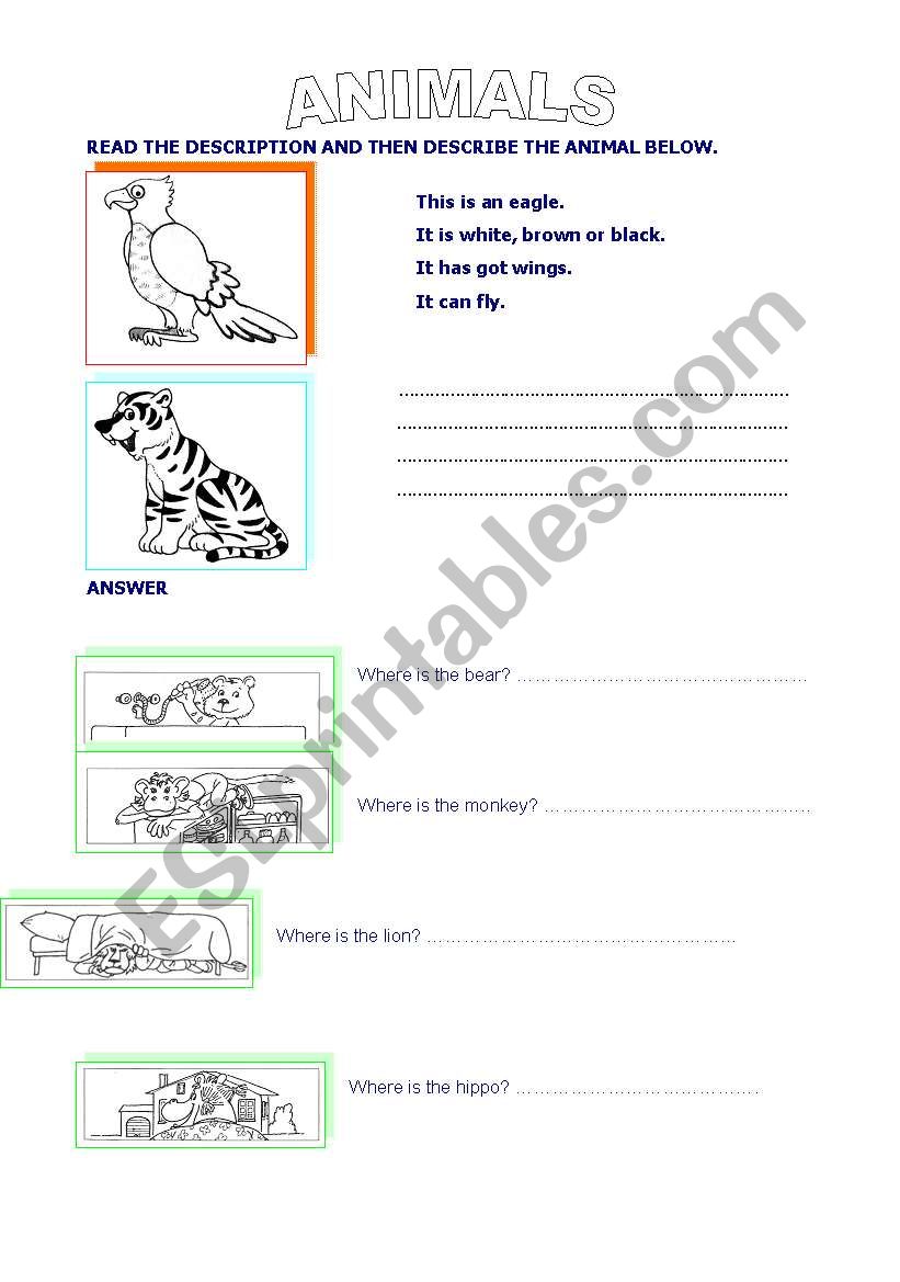 ANIMALS worksheet