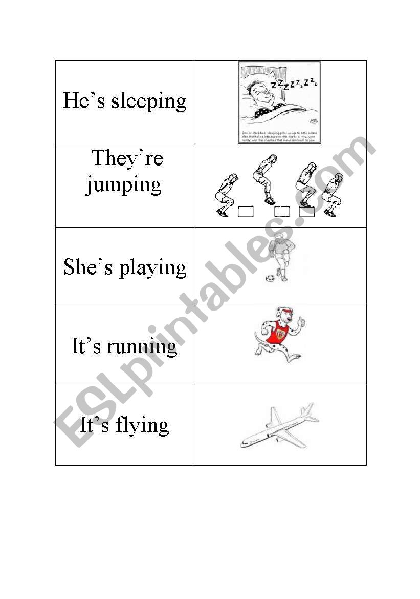 present continuous flashcards worksheet