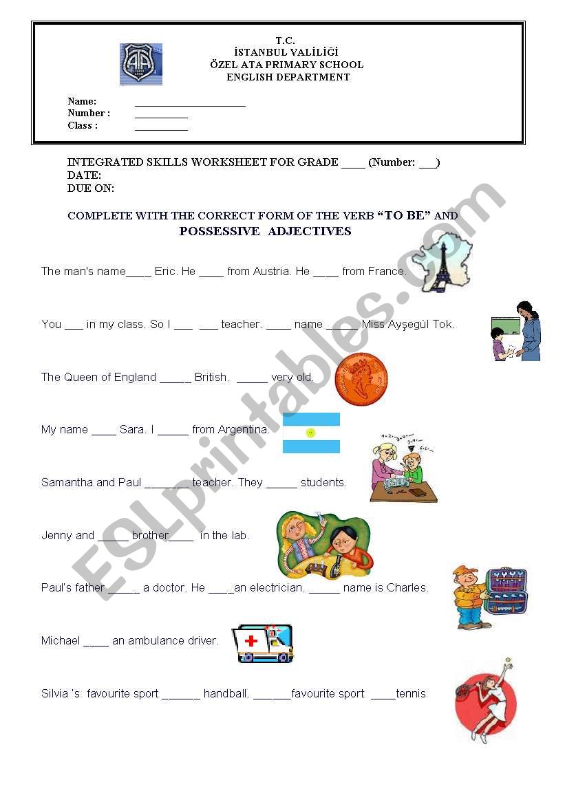 verb to be worksheet