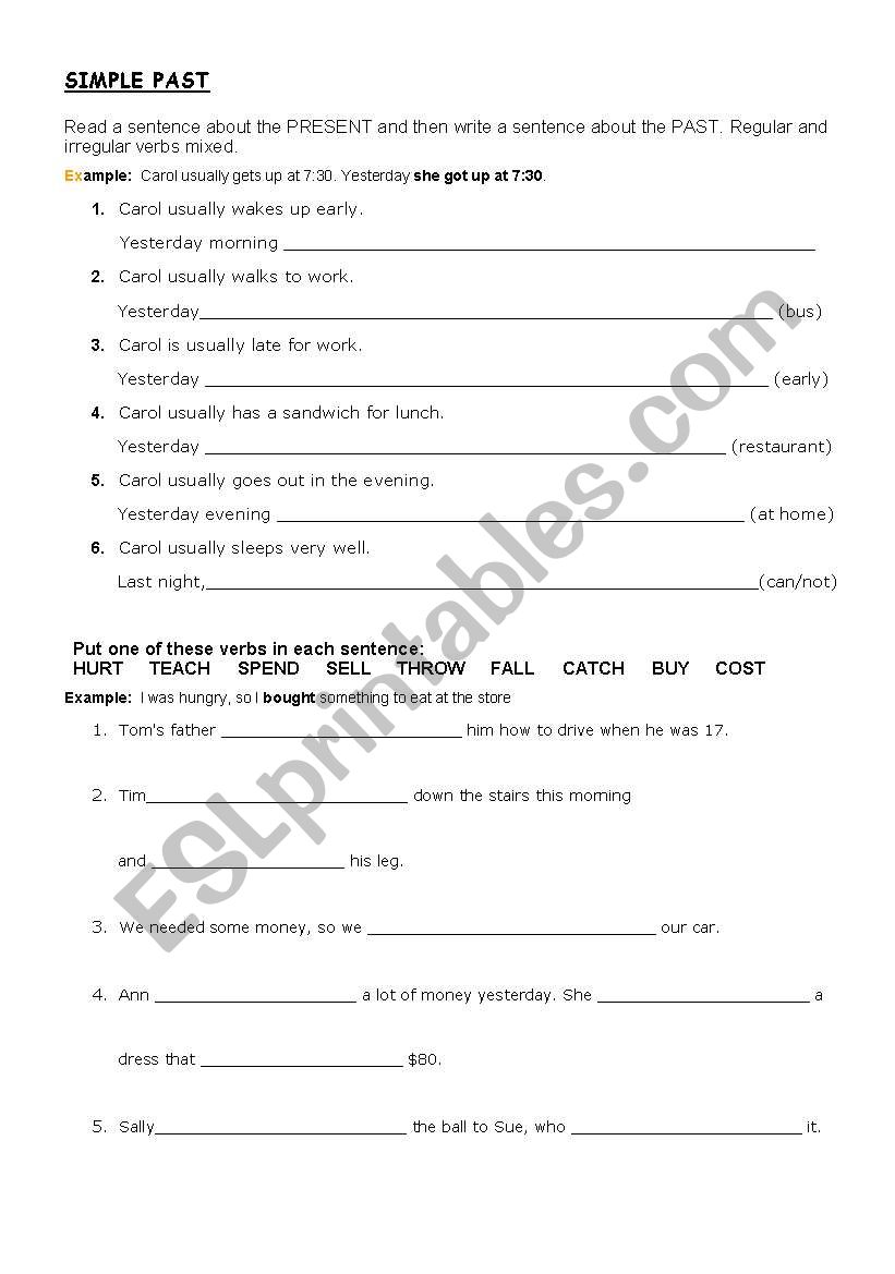 SIMPLE PAST worksheet