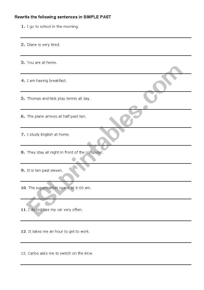 SIMPLE PAST worksheet