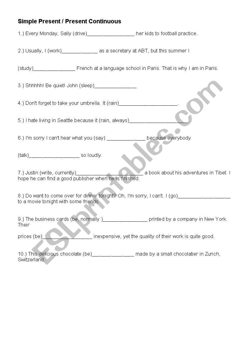 Simple Past / Past Continuous worksheet
