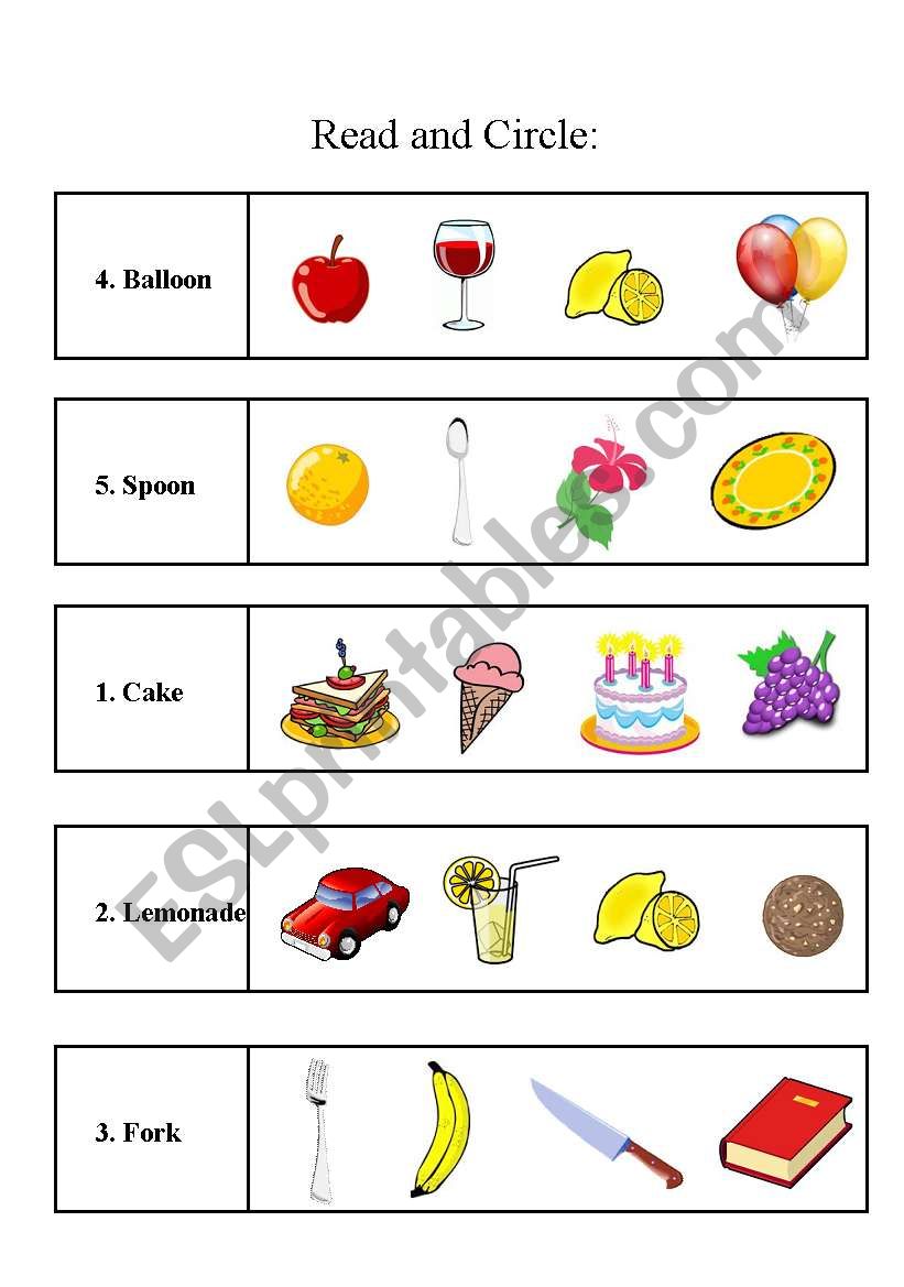 Read and Circle worksheet