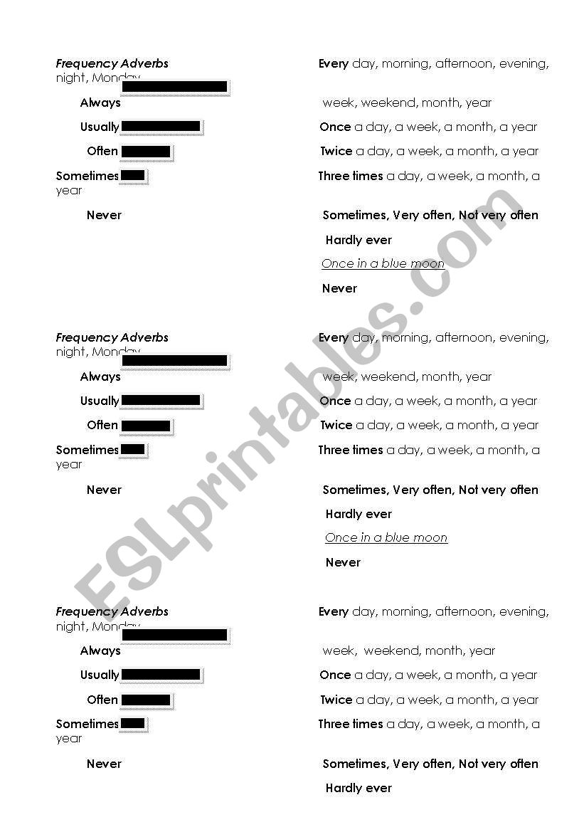 Frequency Adverbs worksheet