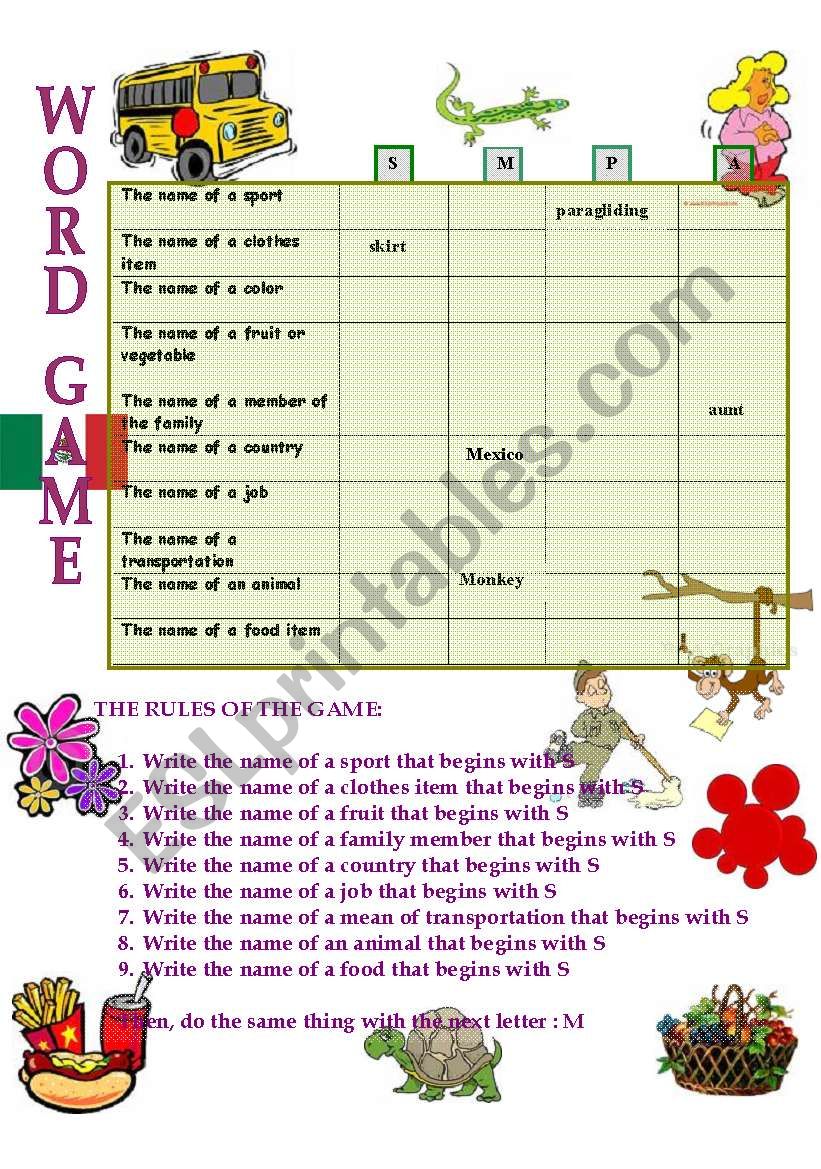 WORD GAME  worksheet