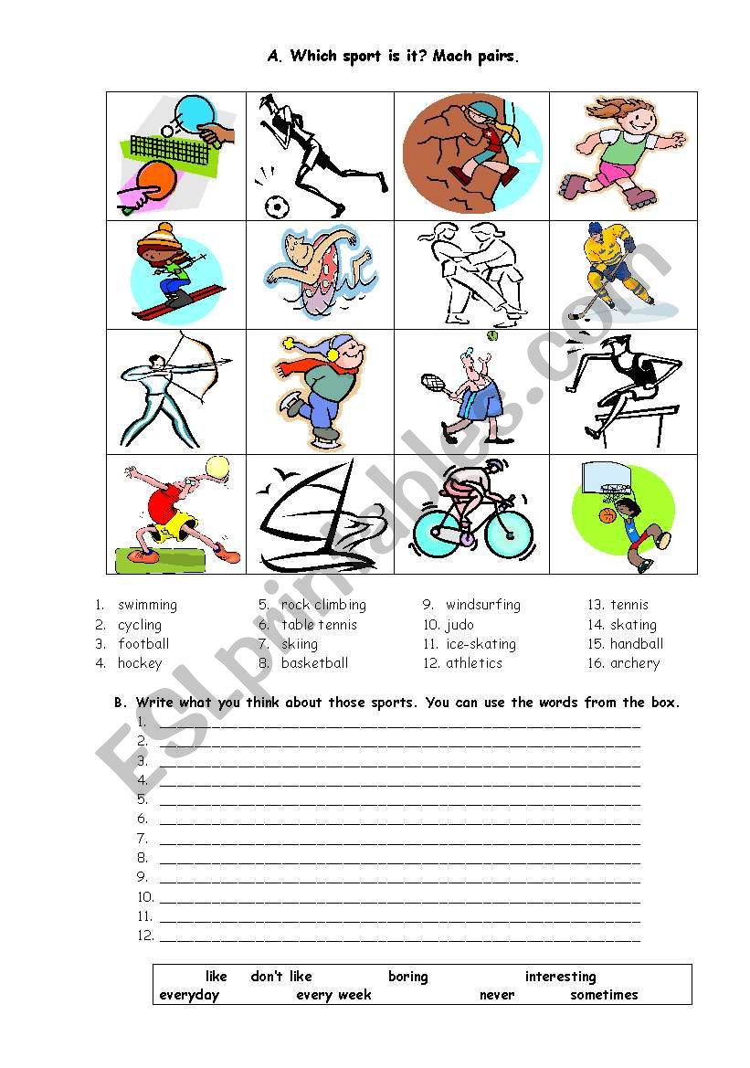 Sports in Present Simple worksheet