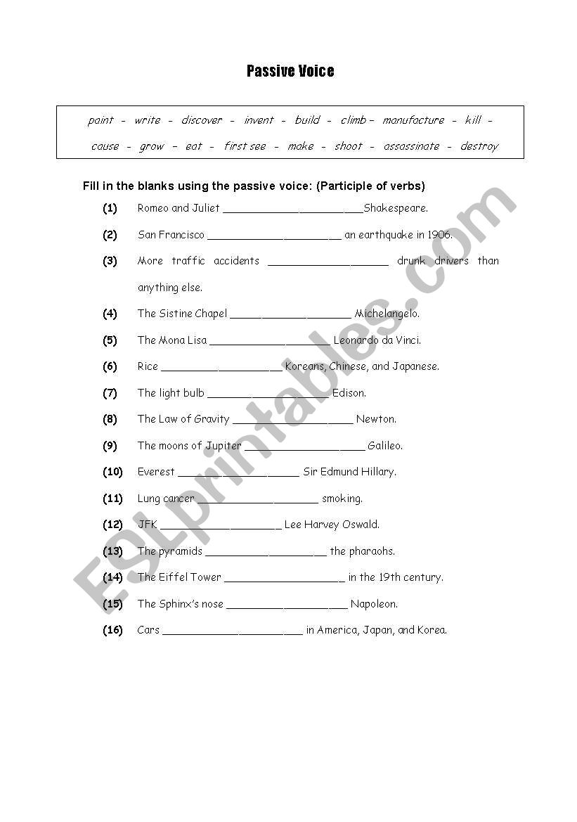 PASSIVE VOICE worksheet