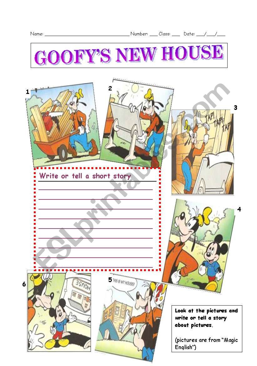 goofys new house worksheet