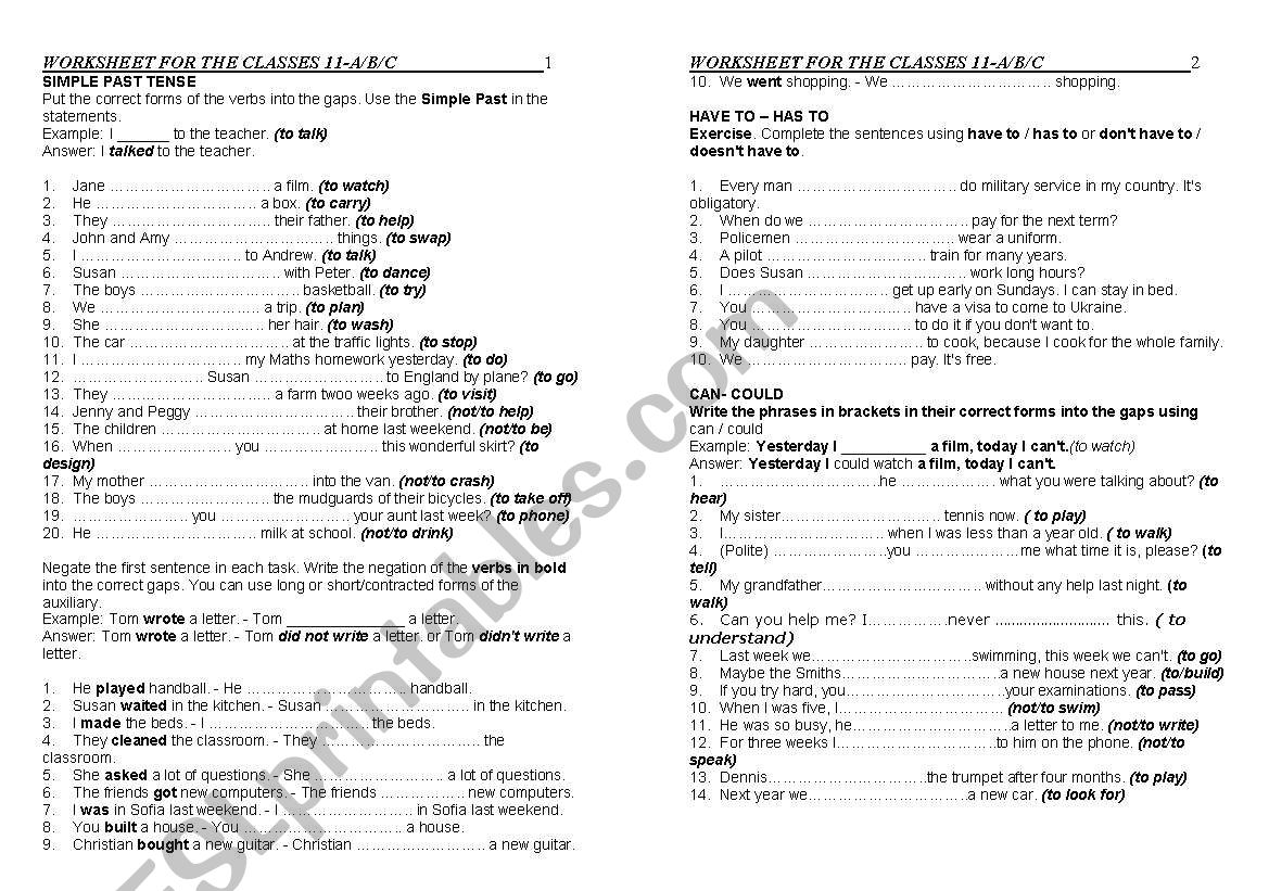 SIMPLE PRESENT worksheet