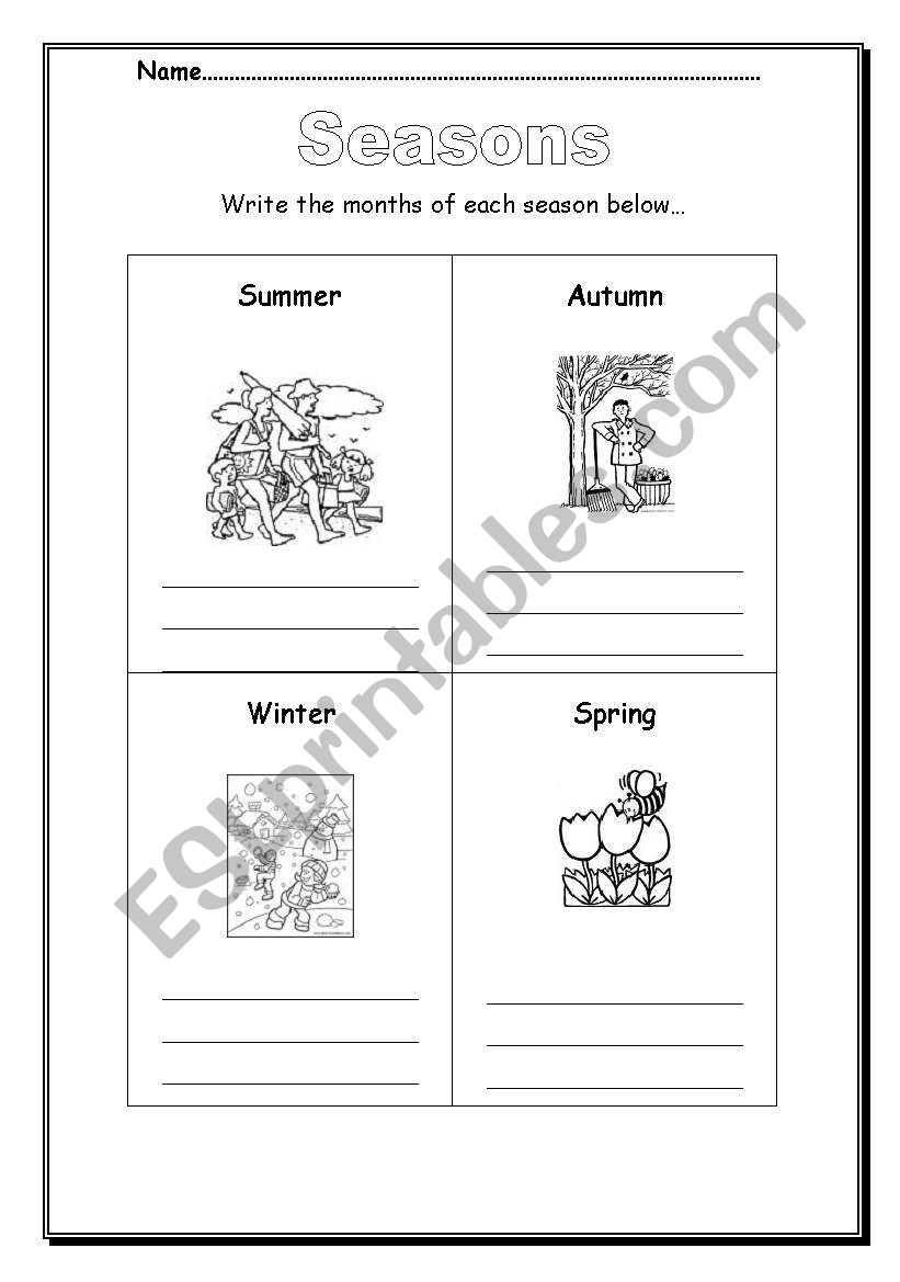 seasons worksheet