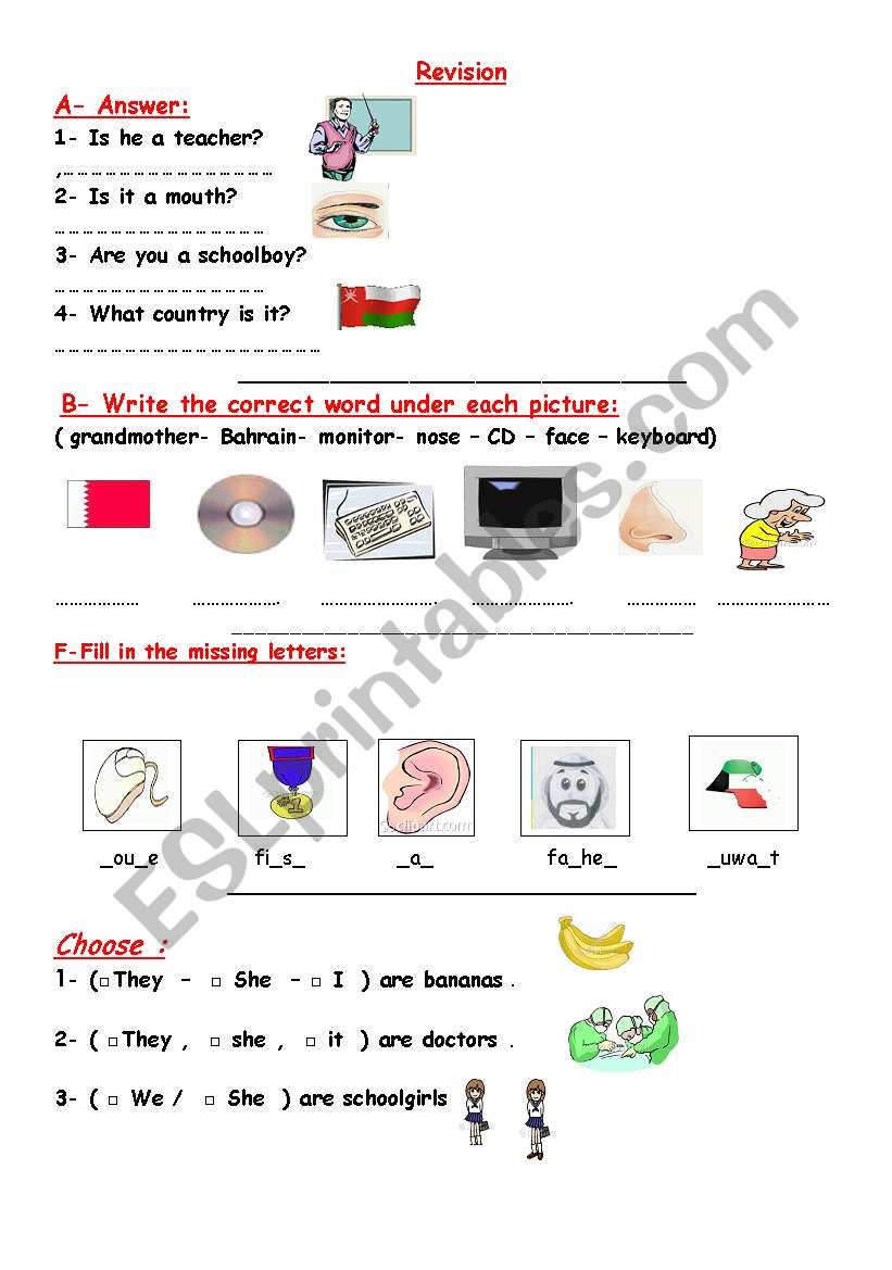 revision worksheet