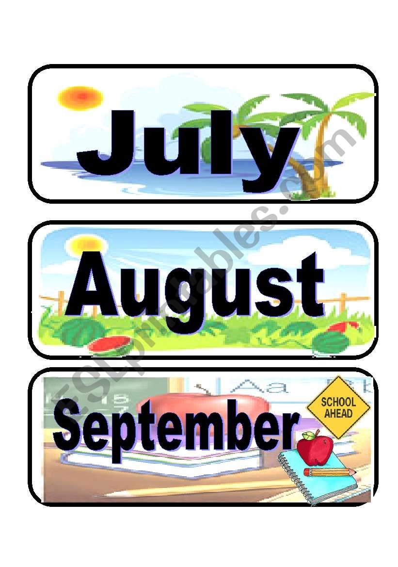 Calendar flashcards set 3 worksheet