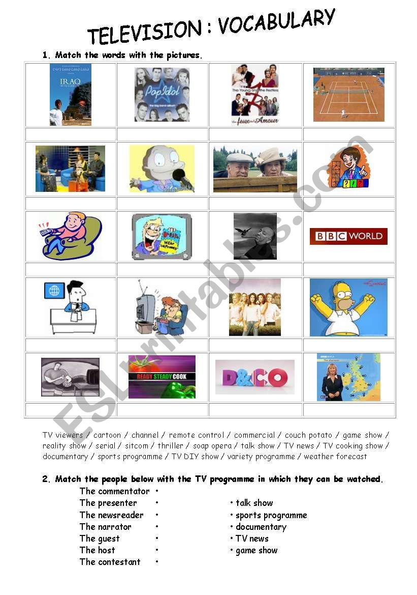 television worksheet