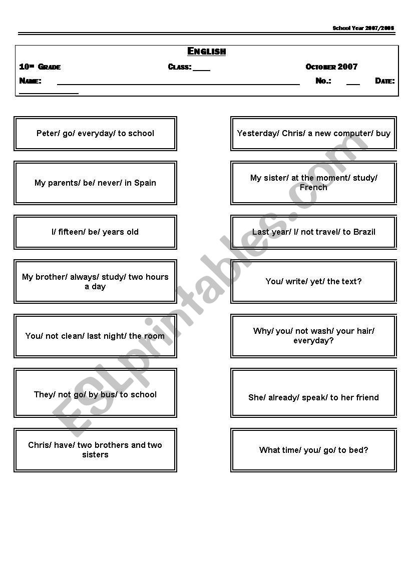 Grammar exercises worksheet