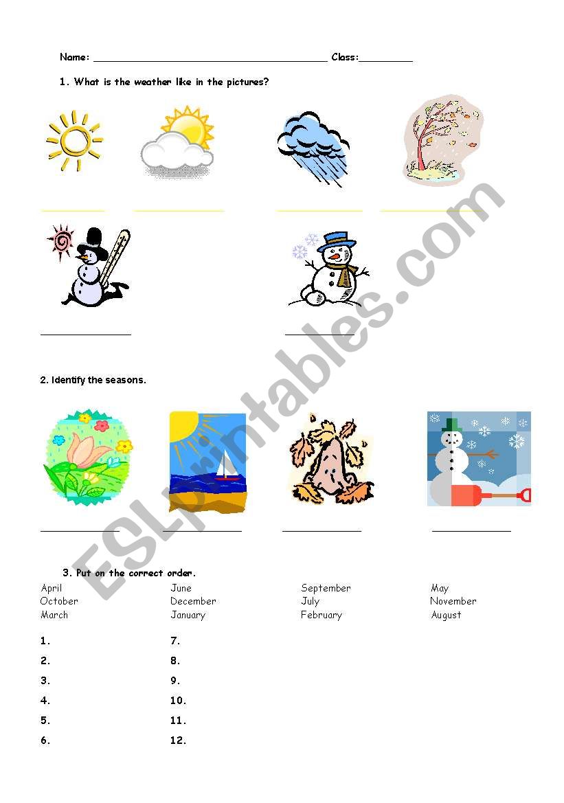 The weather and the seasons worksheet