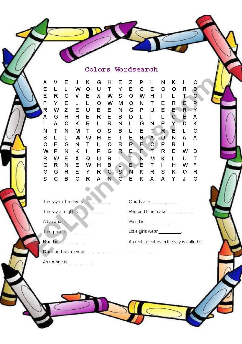 Colors Wordsearch worksheet