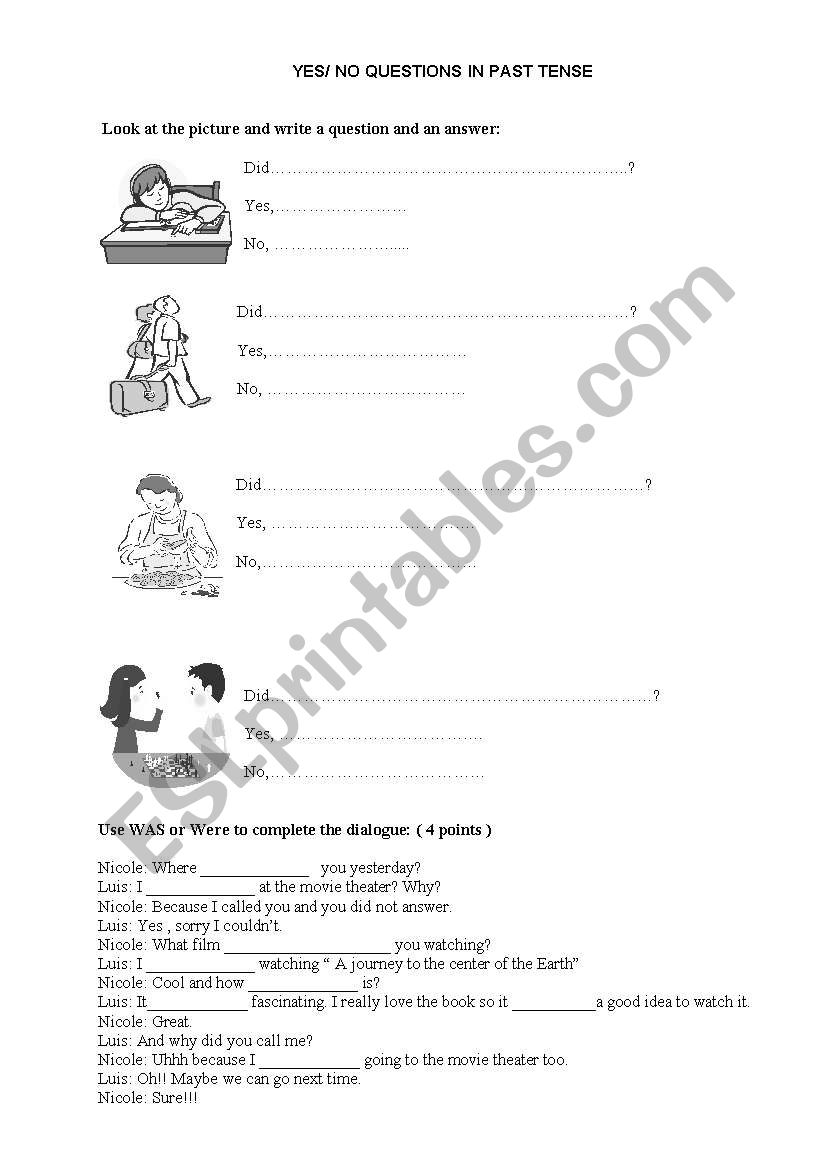 Yes No Questions worksheet