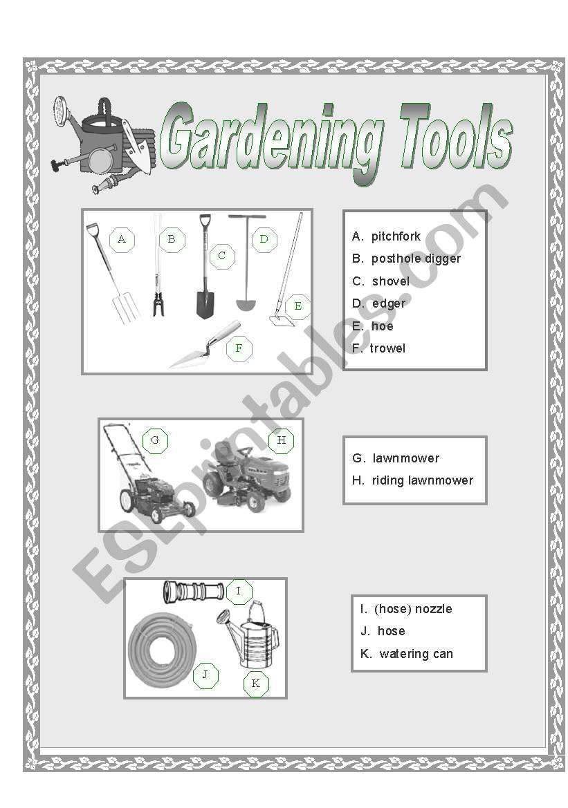 Garden Tools Picture Dictionary (half pg-grayscale)