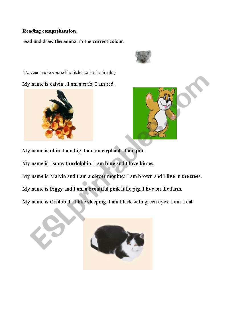 my book of animals worksheet