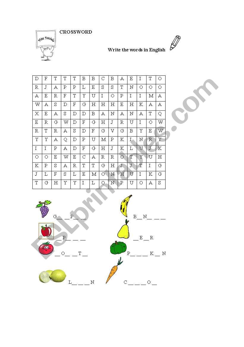 FRUITS worksheet