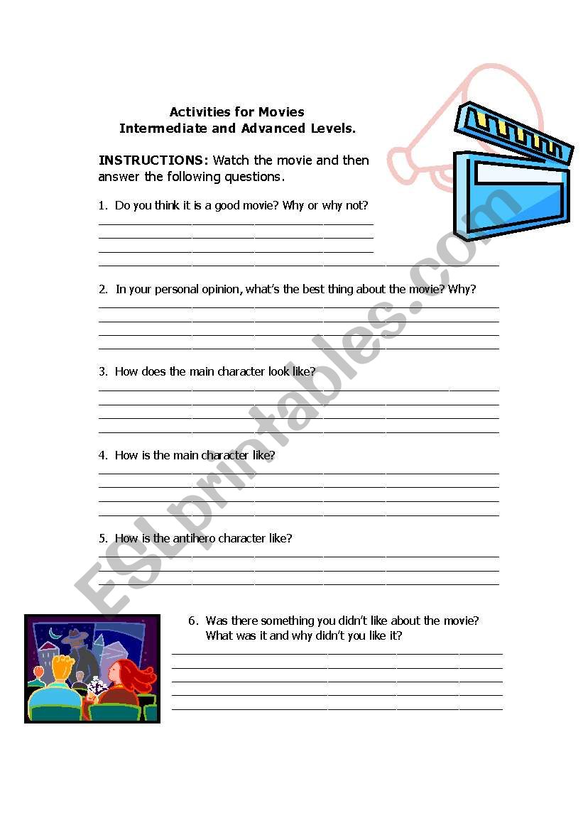 Activity for movies  worksheet