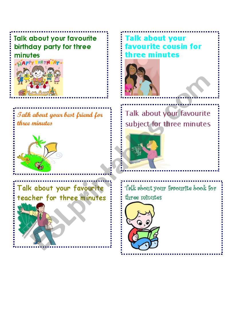 A few of my favourite things worksheet