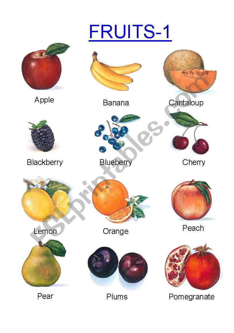 Fruits -1 worksheet