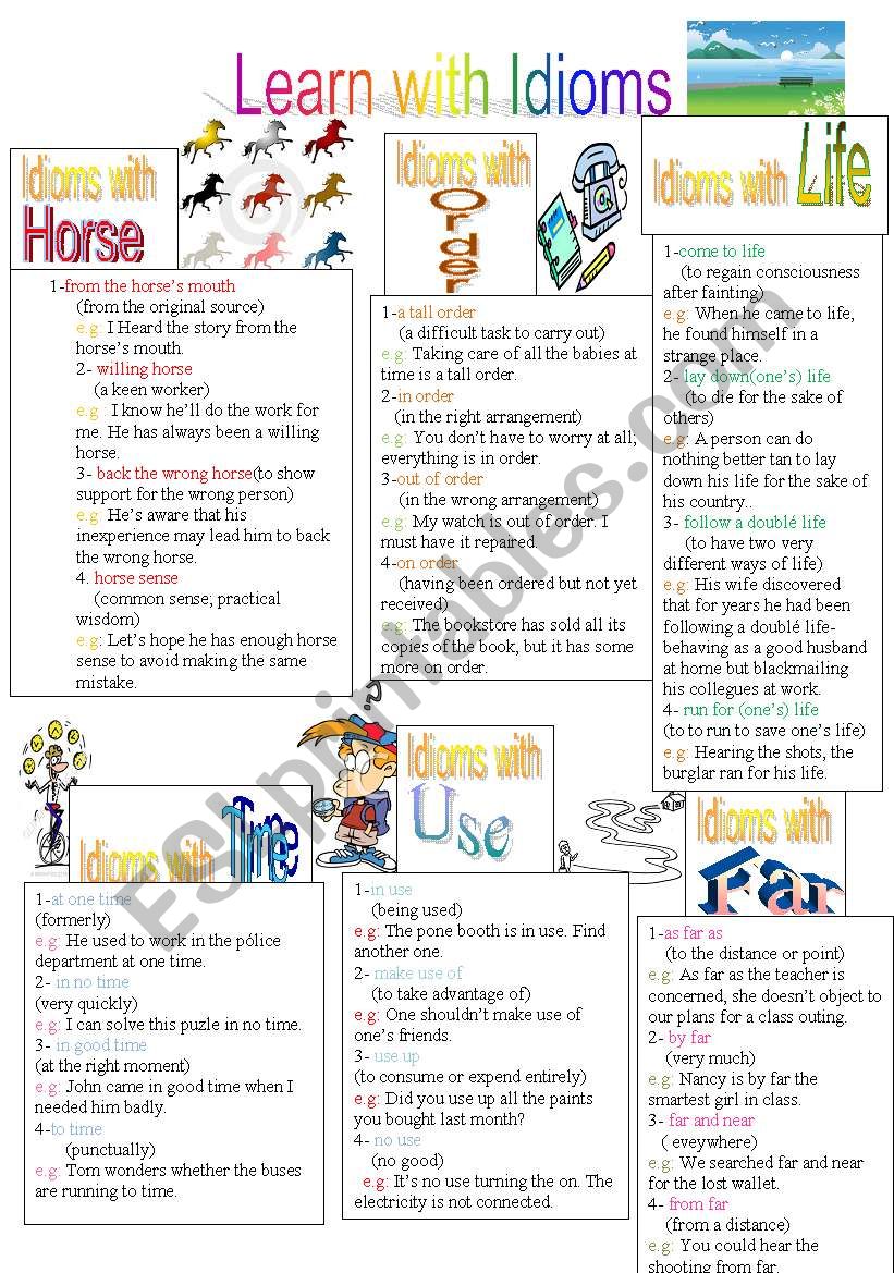 Learn with Idioms(Part2) worksheet