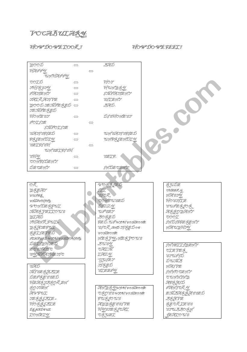 Feelings worksheet