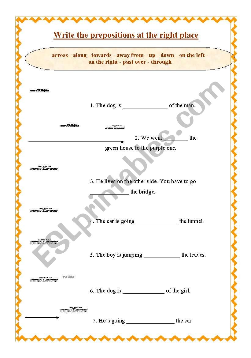 PREPOSITIONS DRILL worksheet