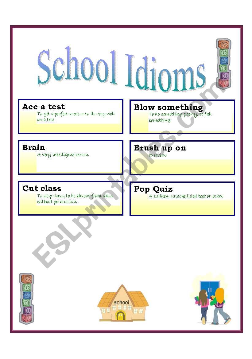 School Idioms worksheet