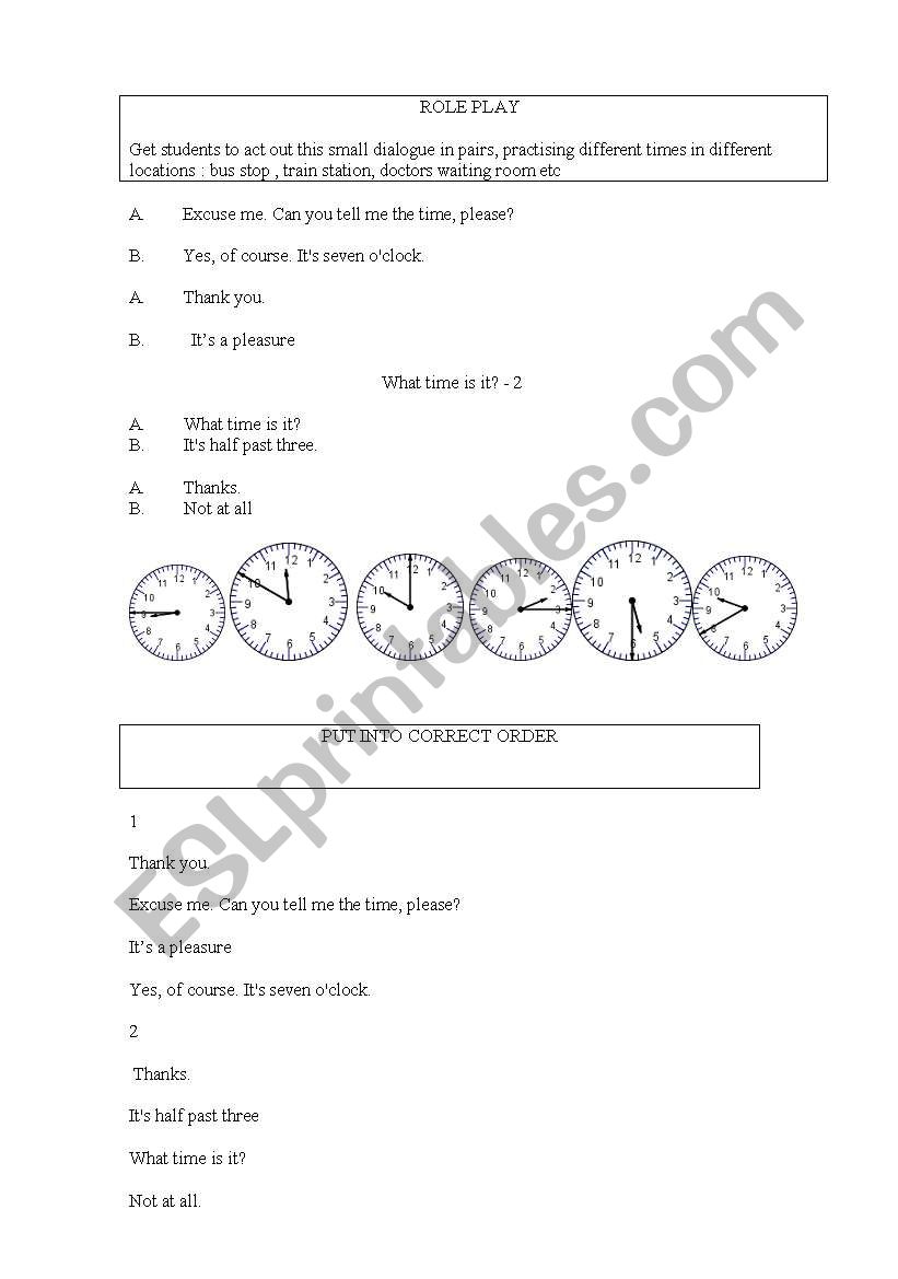 time games worksheet