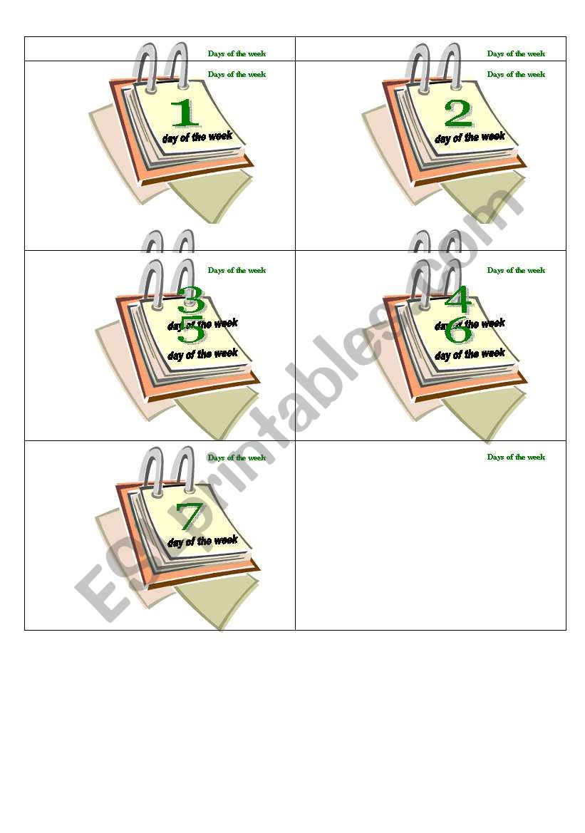 Days of the week worksheet