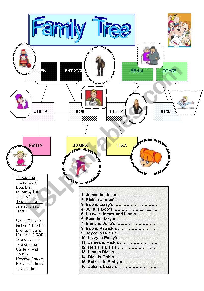 FAMILY TREE worksheet