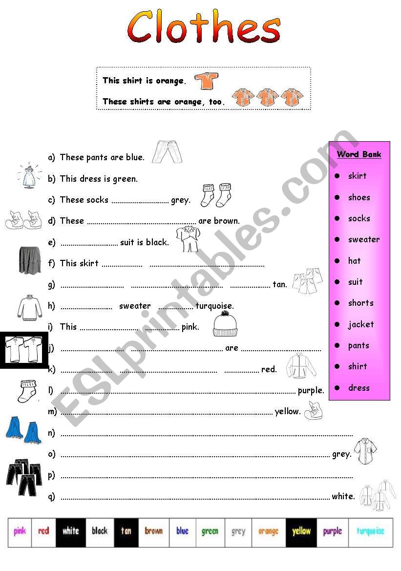 Clothes & Colours worksheet