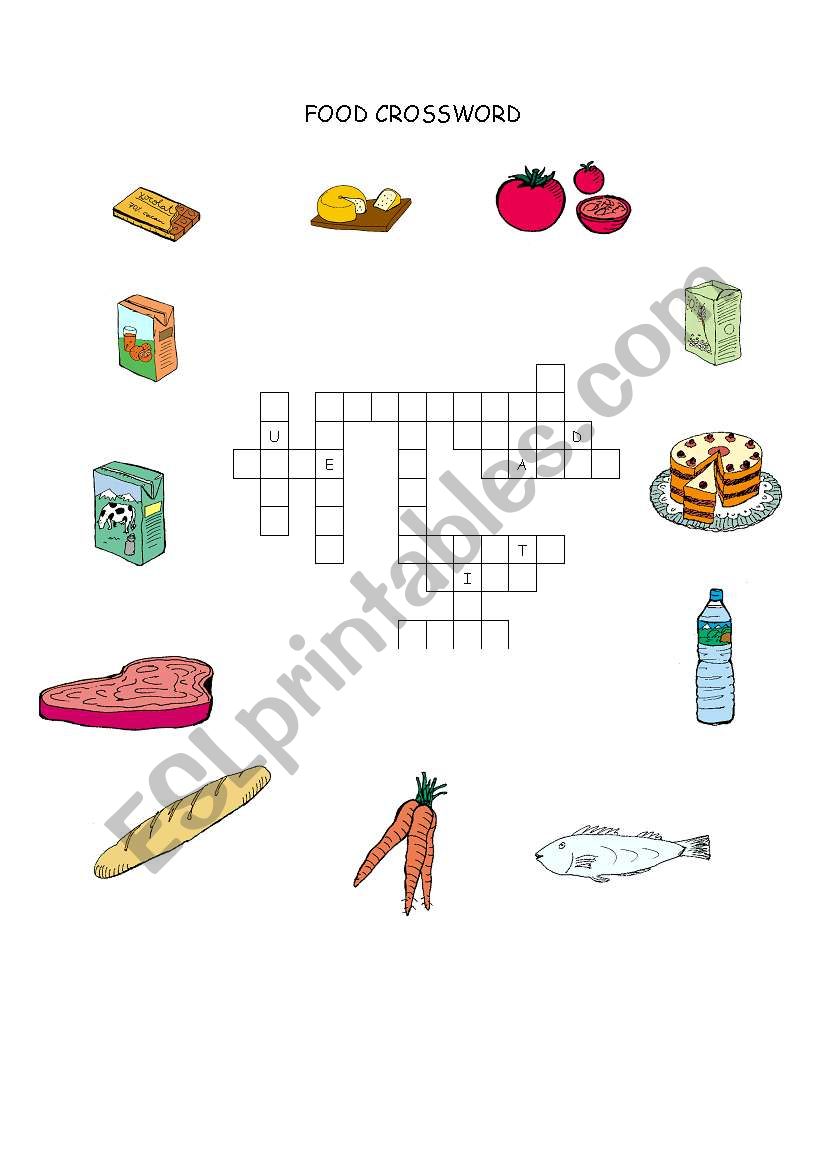 Food crossword worksheet