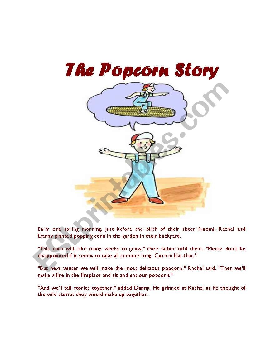 A very cute story of popcorn with a colouring sheet