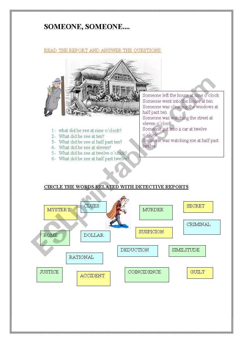 Ssomeone, someone... worksheet