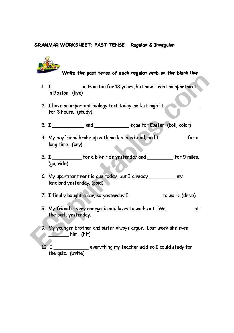 Grammar Worksheet: Past Tense - Regular & Irregular